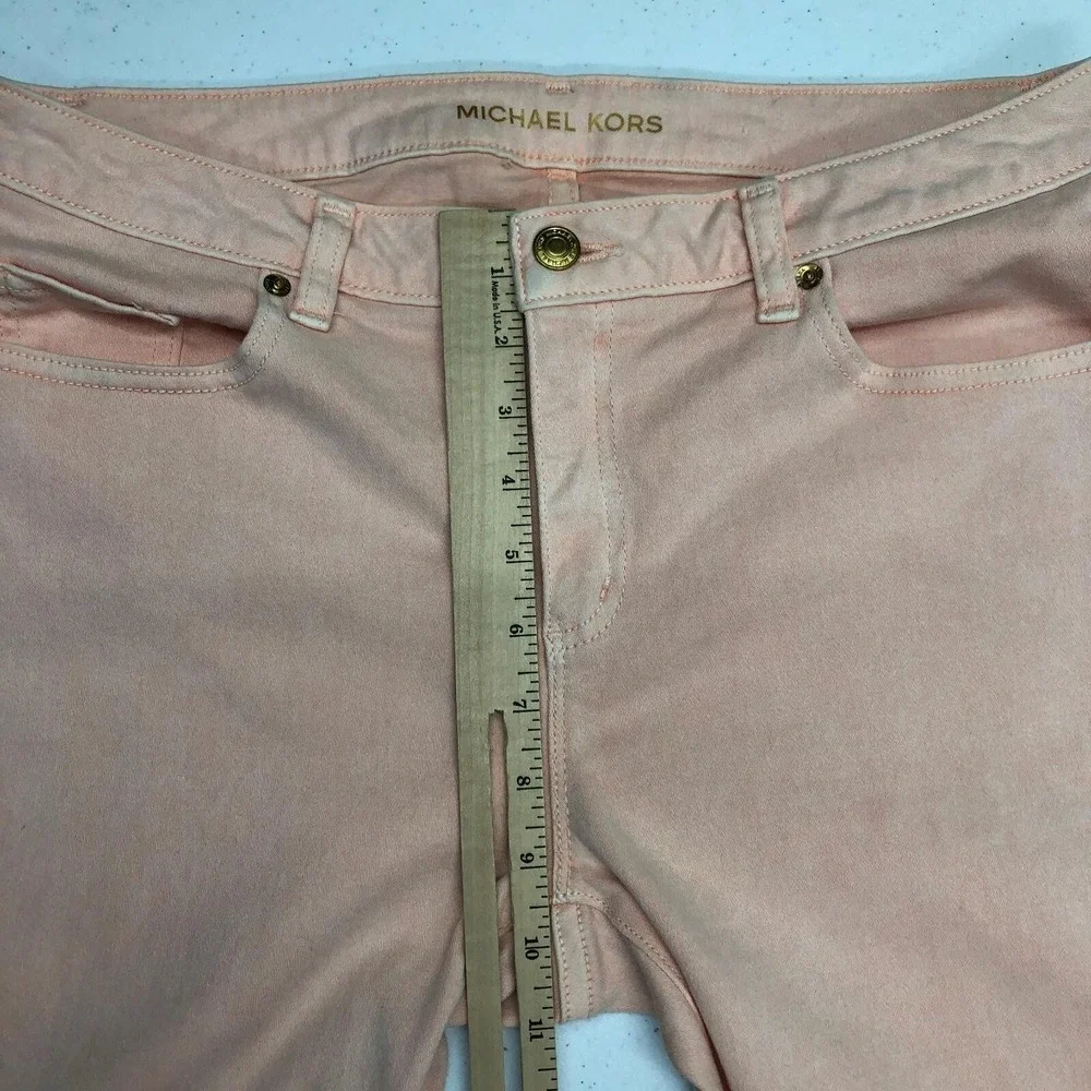 Michael Kors Pants Womens 10 Pink Izzy Cropped Skinny Jeans Stretch Casual Peach